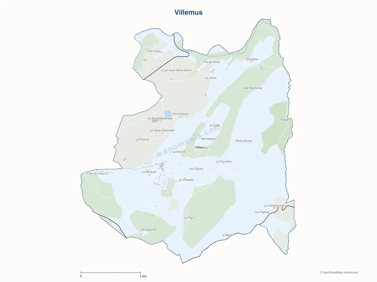 Carte de Villemus à personnaliser