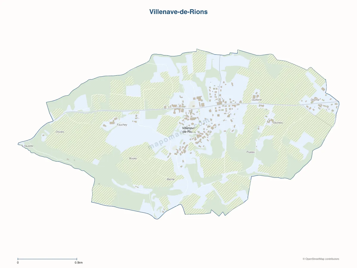 Carte de Villenave-de-Rions à personnaliser
