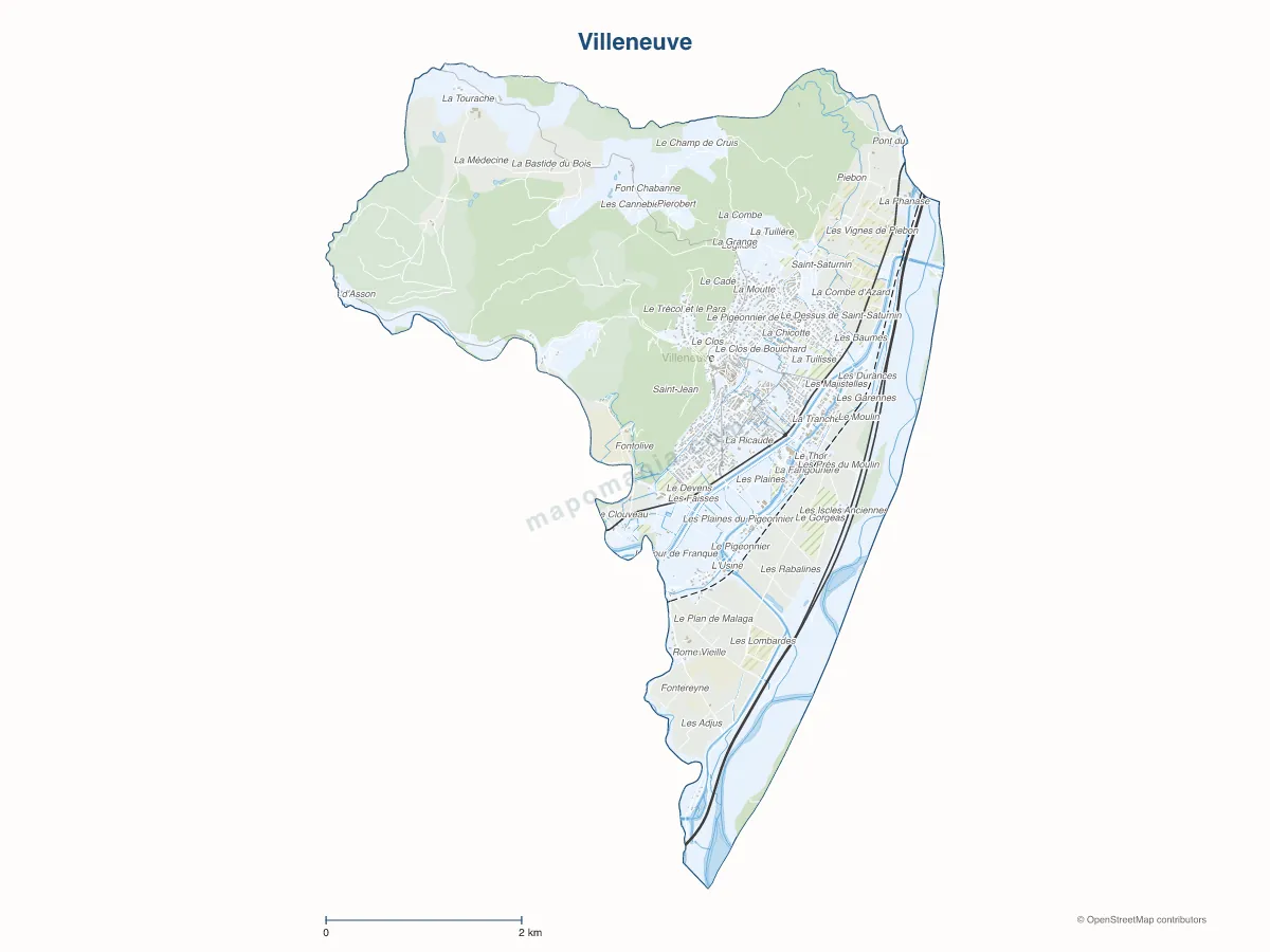 Carte de Villeneuve à personnaliser