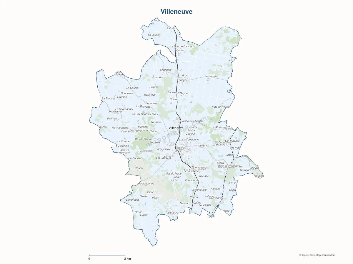 Carte de Villeneuve à personnaliser