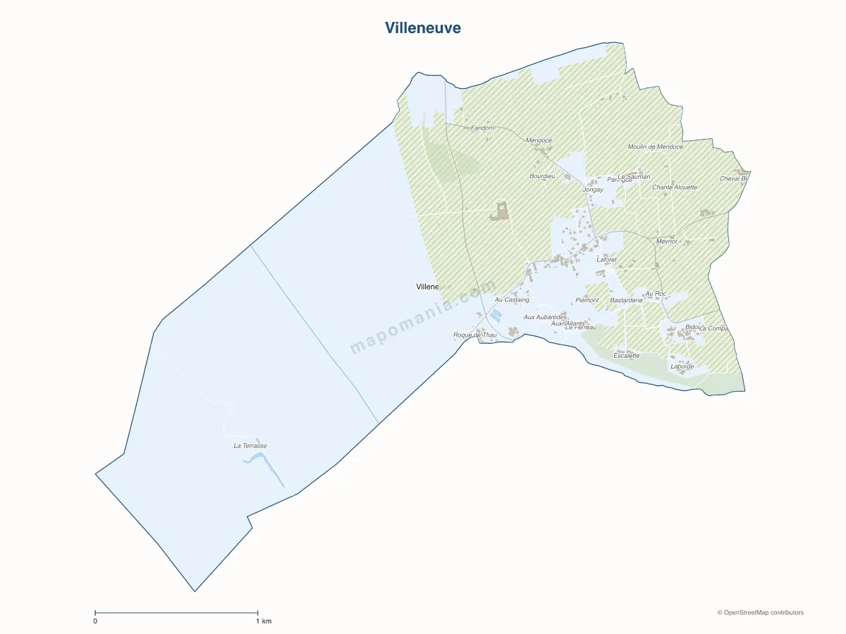 Carte de Villeneuve à personnaliser