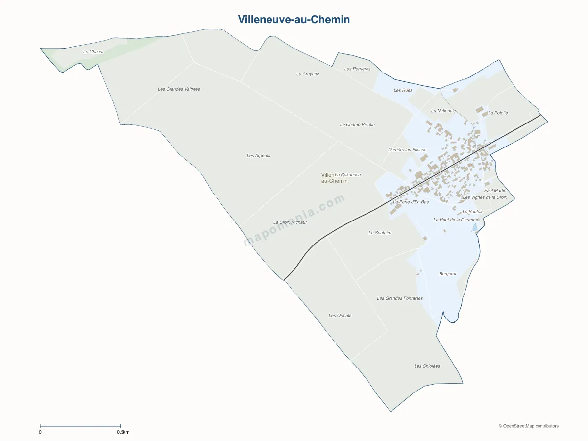 Carte de Villeneuve-au-Chemin à personnaliser