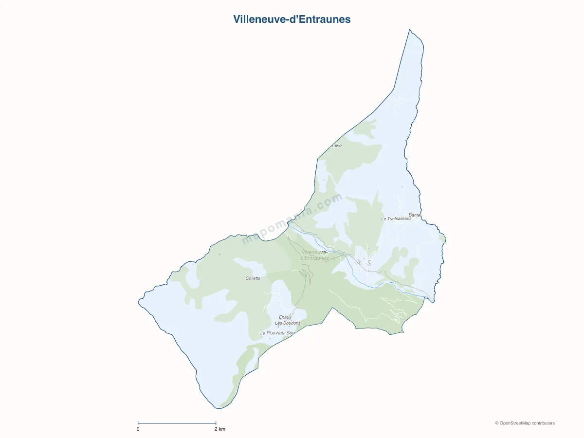 Carte de Villeneuve-d'Entraunes à personnaliser