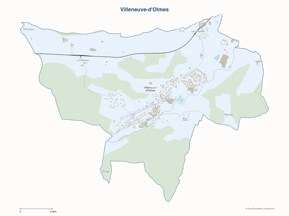 Carte de Villeneuve-d'Olmes à personnaliser