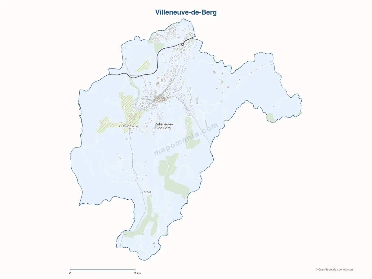 Carte de Villeneuve-de-Berg à personnaliser