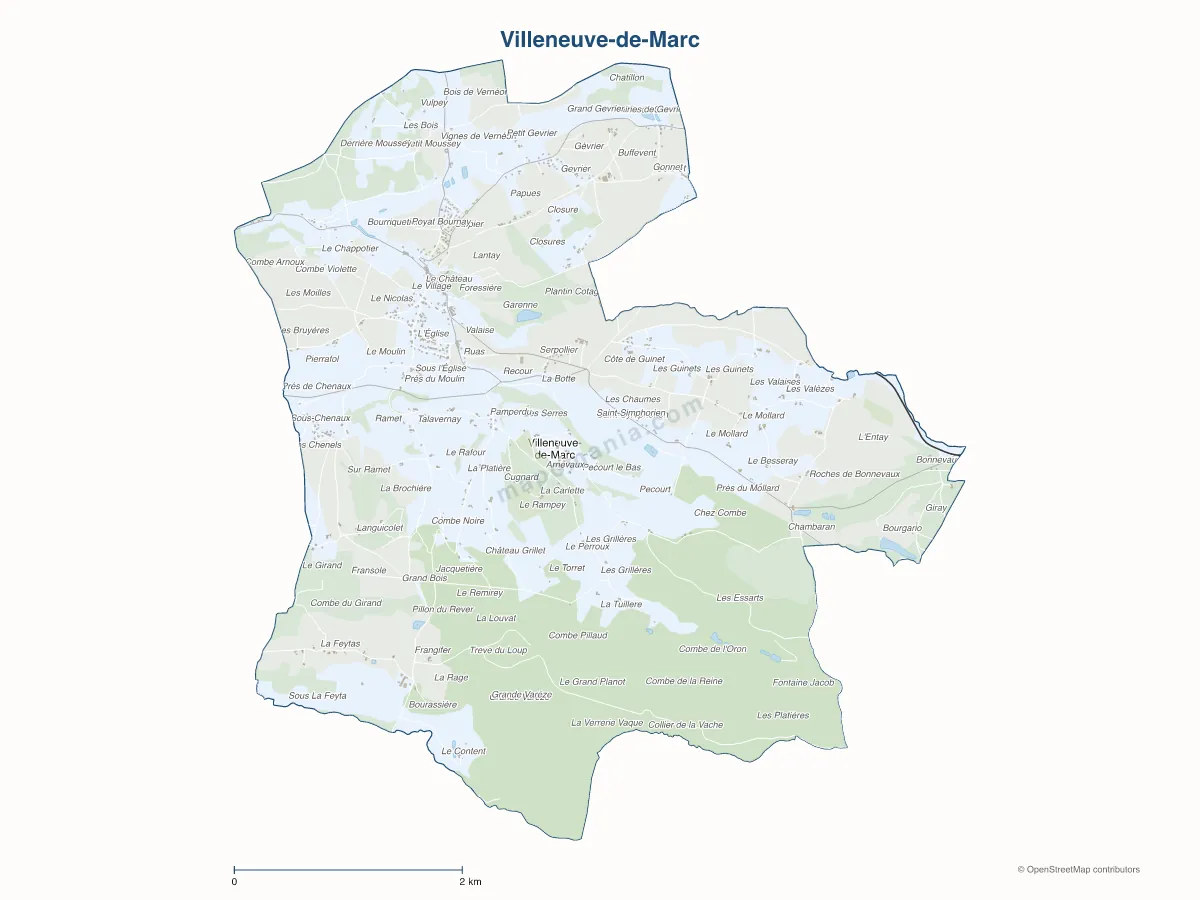 Carte de Villeneuve-de-Marc à personnaliser