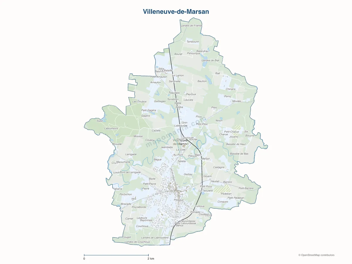 Carte de Villeneuve-de-Marsan à personnaliser