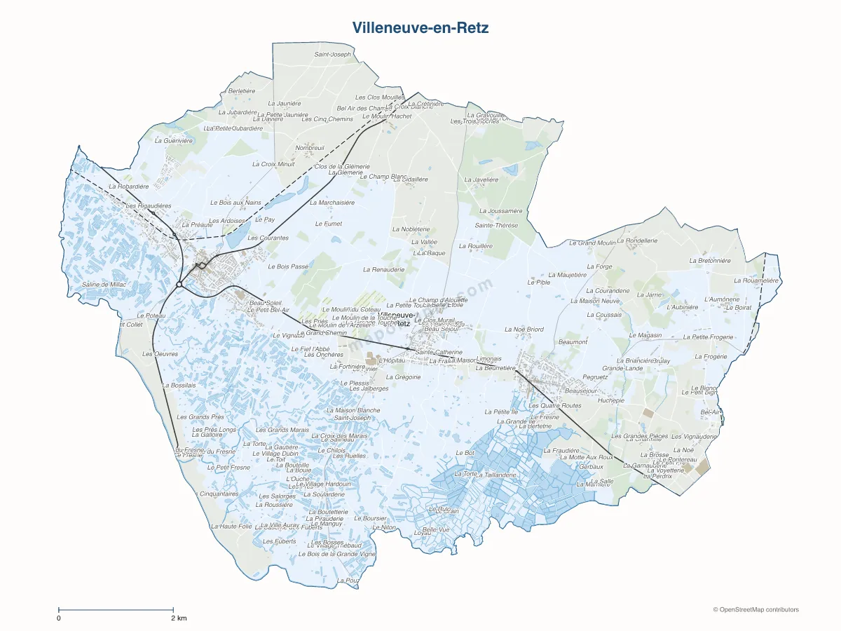 Carte de Villeneuve-en-Retz à personnaliser