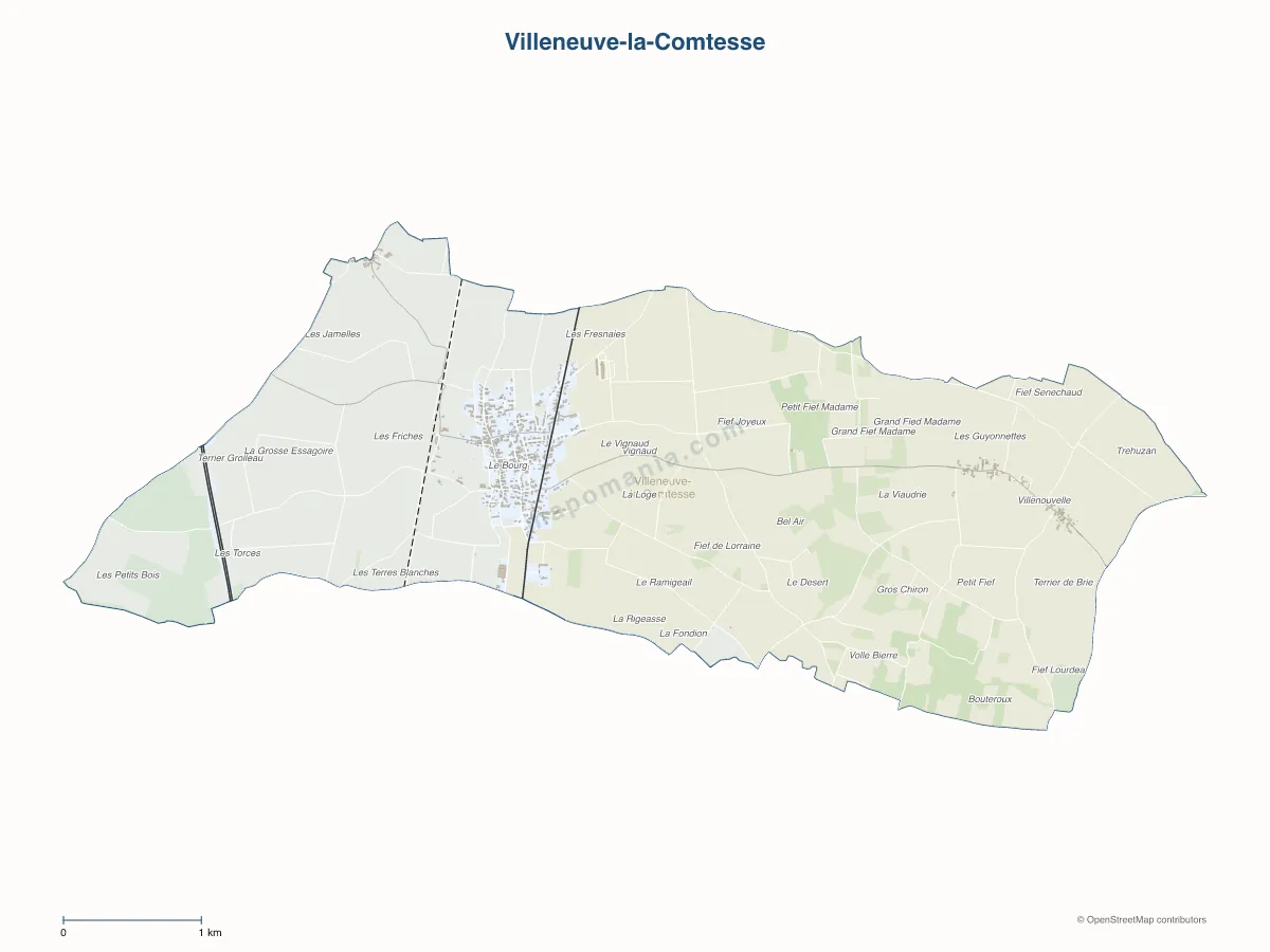 Carte de Villeneuve-la-Comtesse à personnaliser