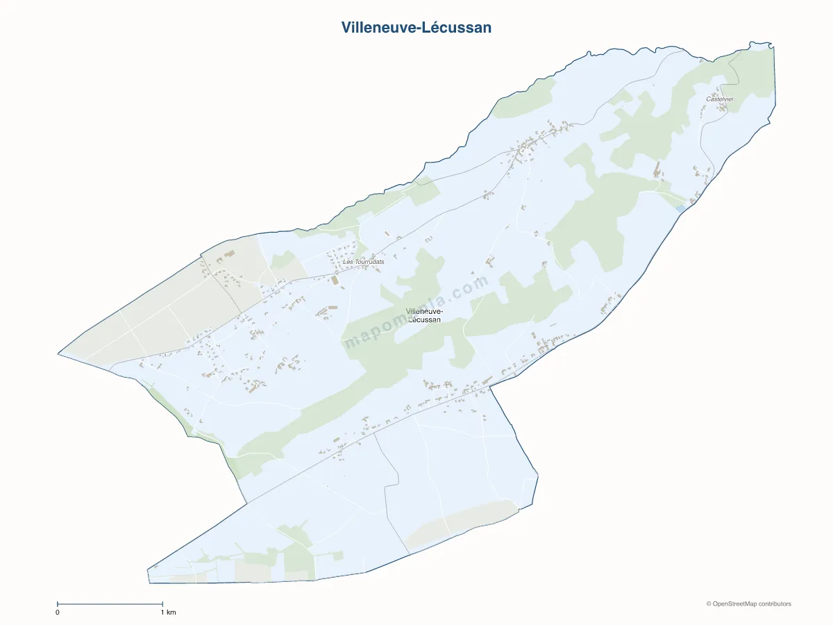 Carte de Villeneuve-Lécussan à personnaliser