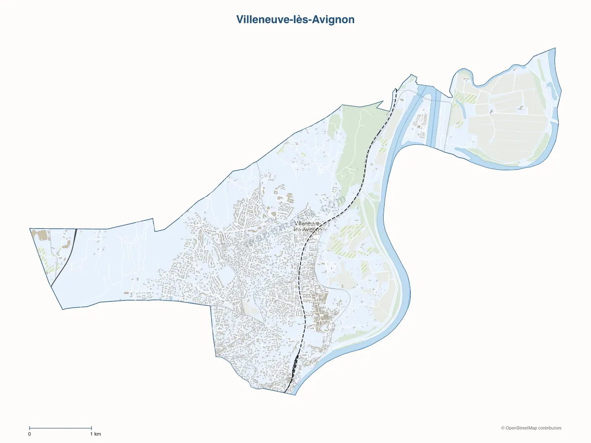 Carte de Villeneuve-lès-Avignon à personnaliser