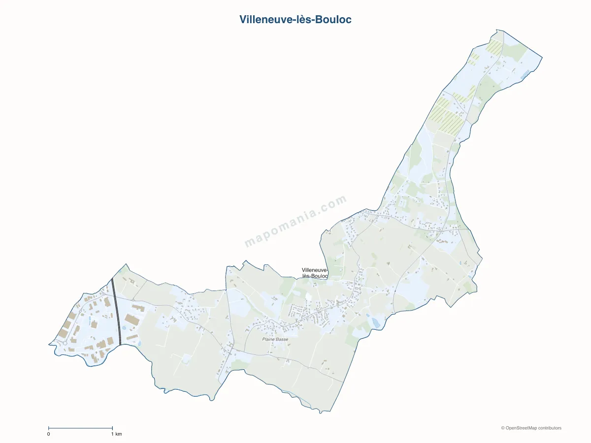 Carte de Villeneuve-lès-Bouloc à personnaliser