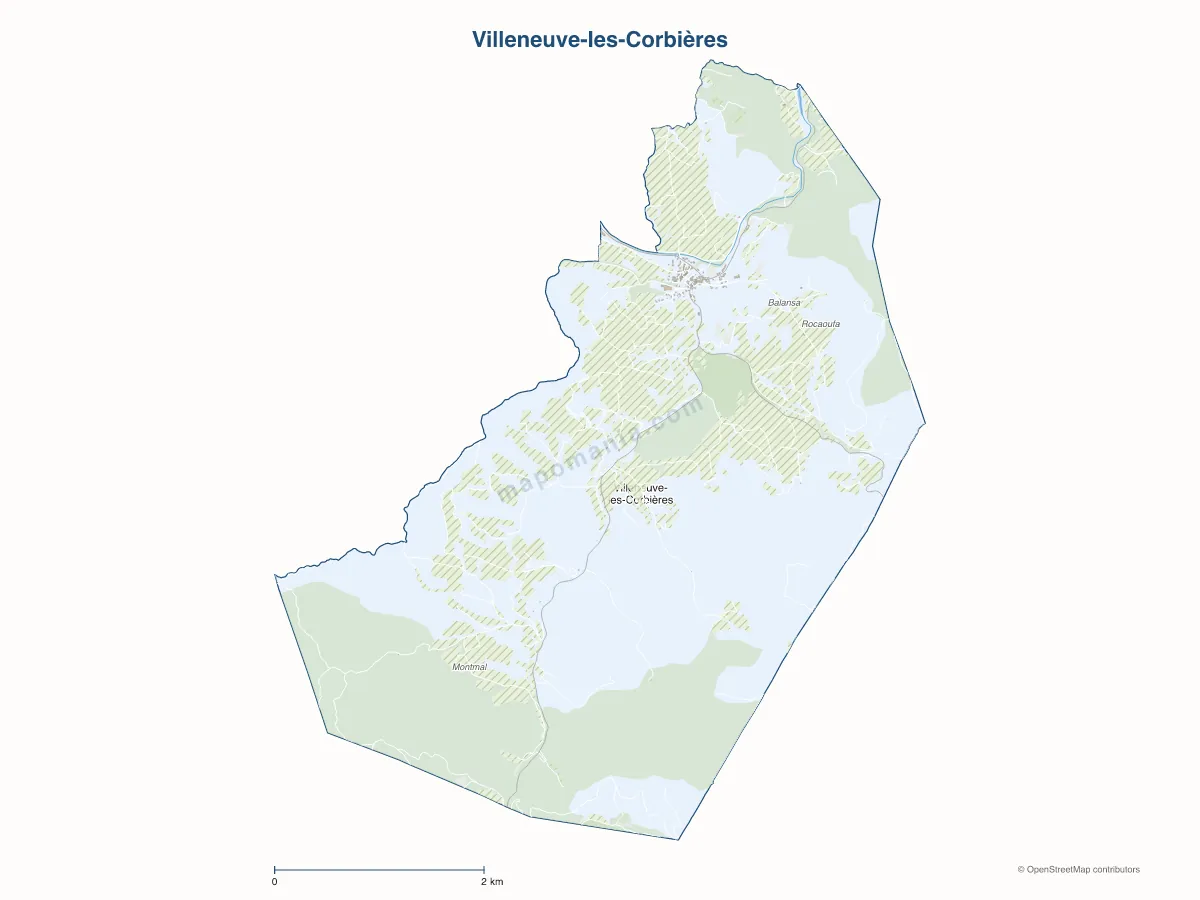 Carte de Villeneuve-les-Corbières à personnaliser