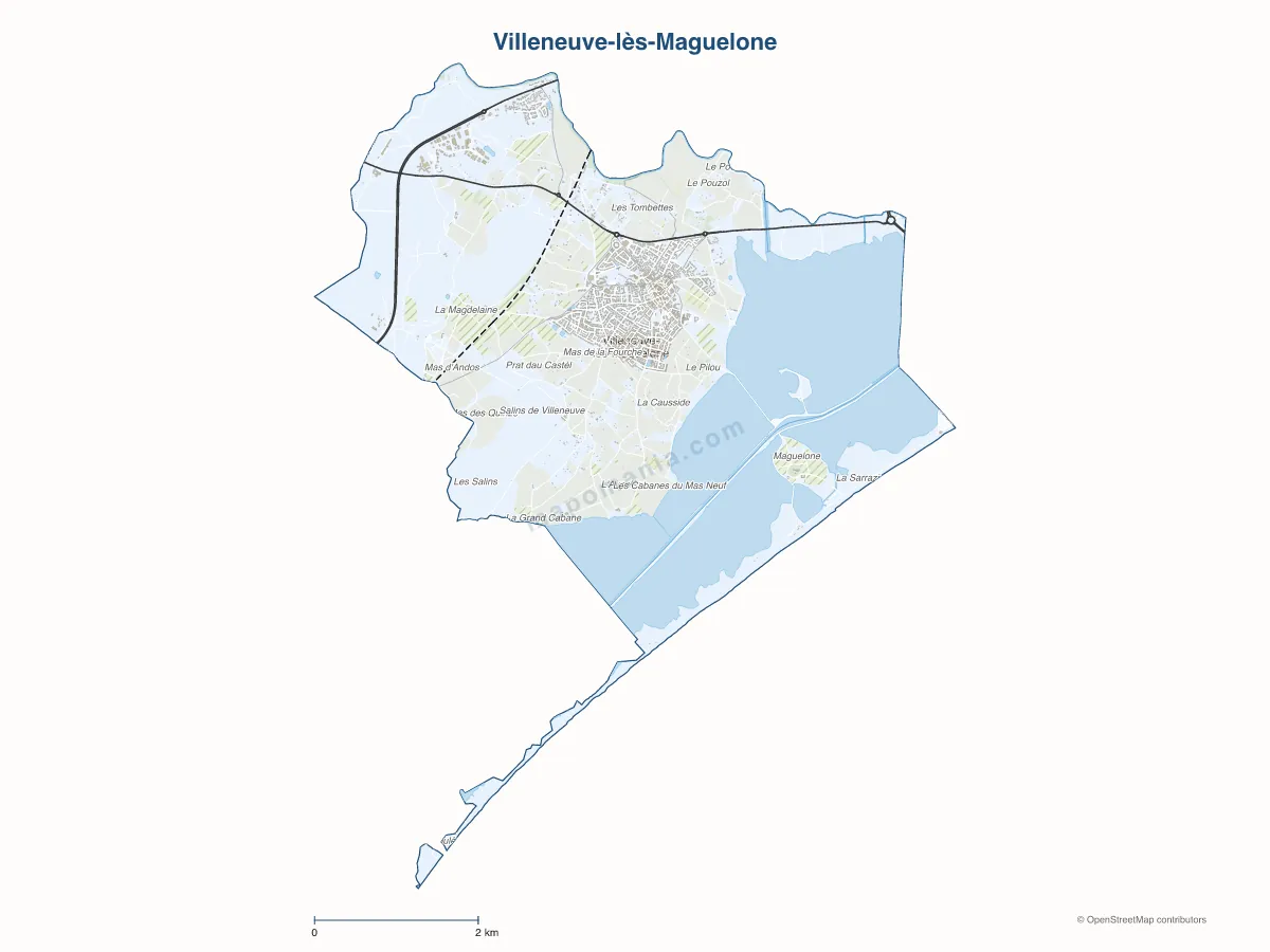 Carte de Villeneuve-lès-Maguelone à personnaliser