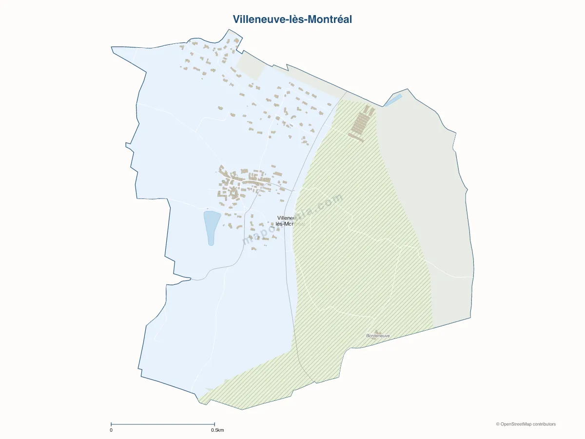 Carte de Villeneuve-lès-Montréal à personnaliser