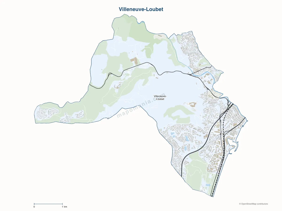 Carte de Villeneuve-Loubet à personnaliser