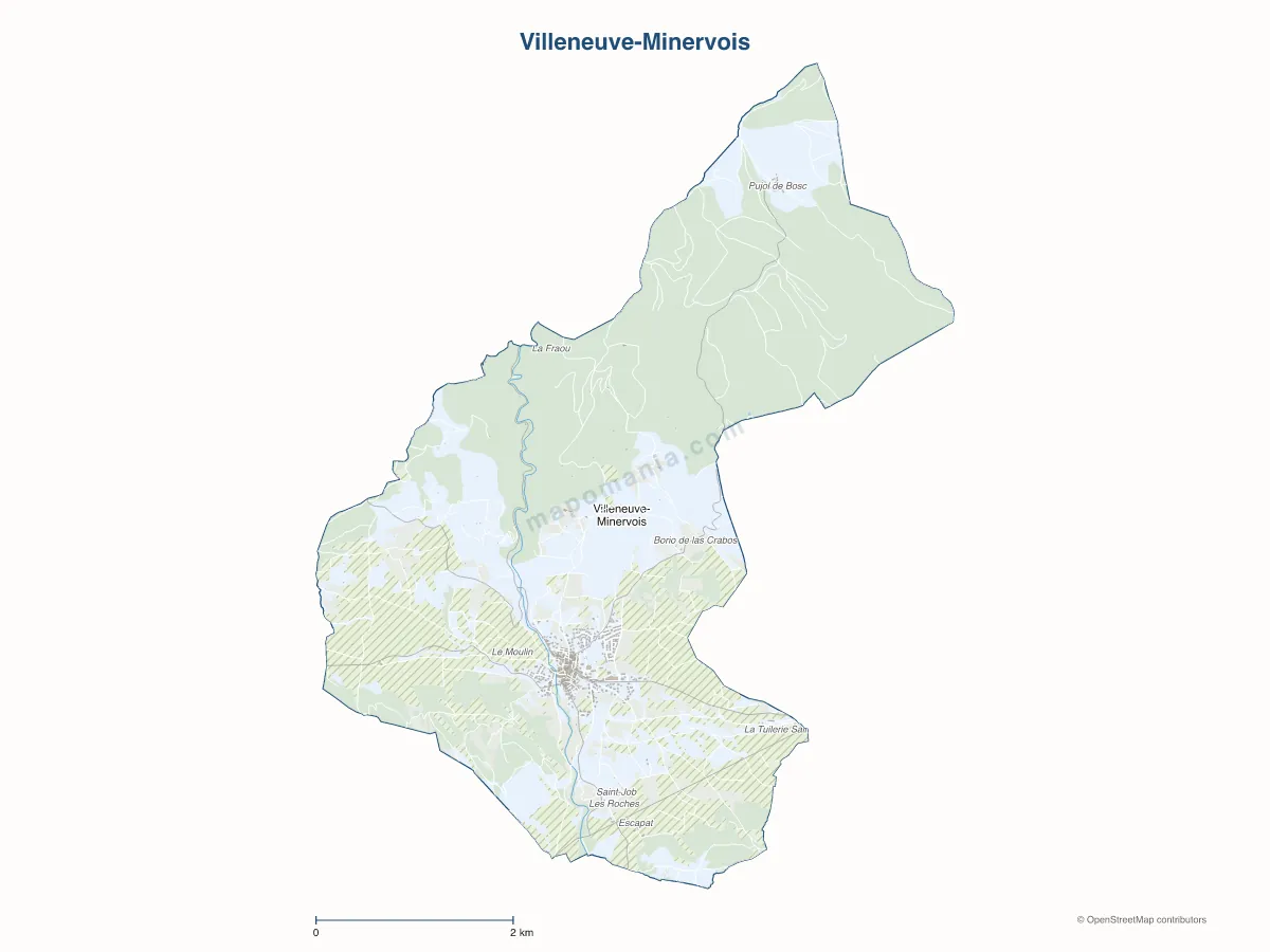 Carte de Villeneuve-Minervois à personnaliser