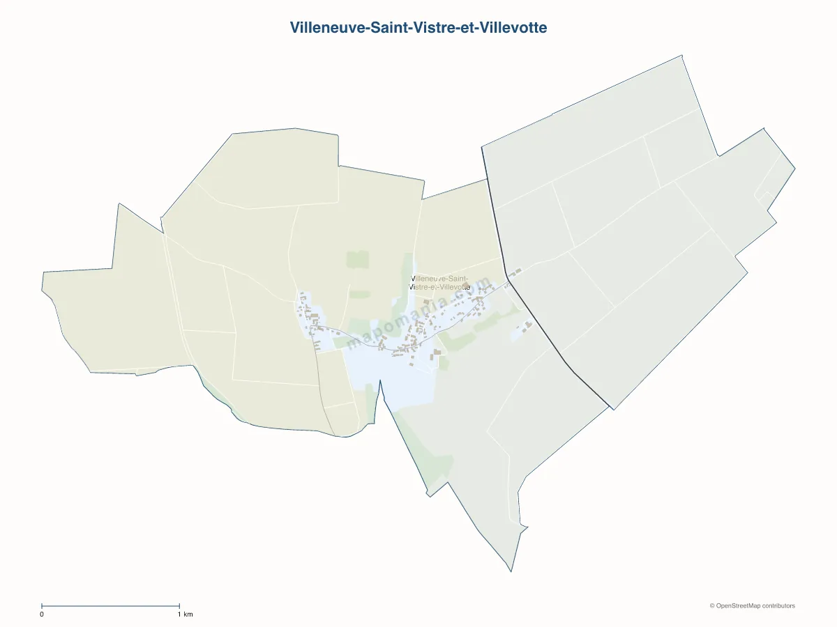 Carte de Villeneuve-Saint-Vistre-et-Villevotte à personnaliser