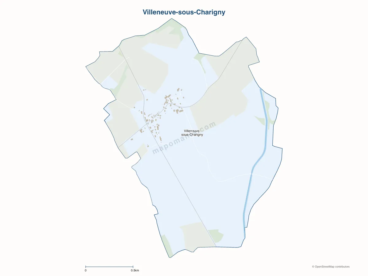 Carte de Villeneuve-sous-Charigny à personnaliser