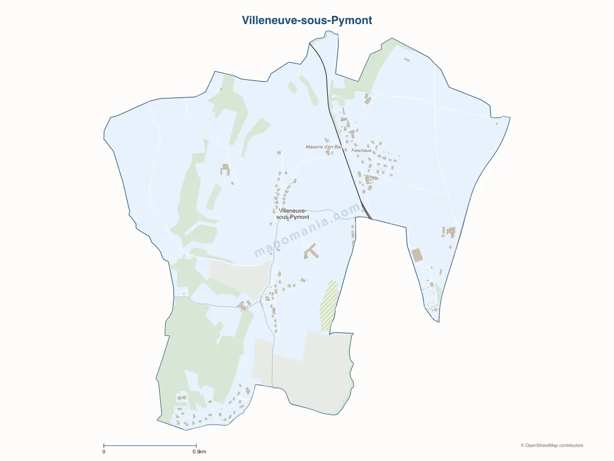 Carte de Villeneuve-sous-Pymont à personnaliser
