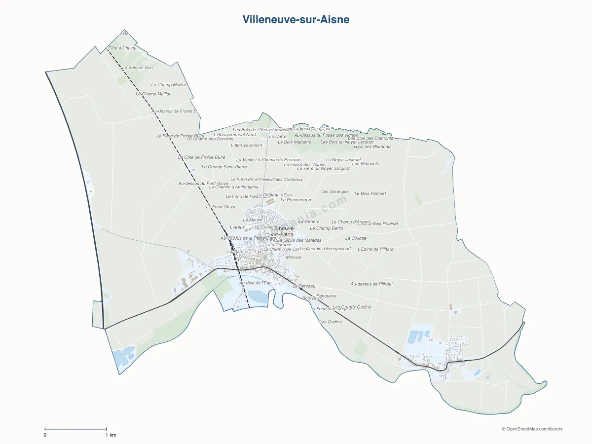 Carte de Villeneuve-sur-Aisne à personnaliser