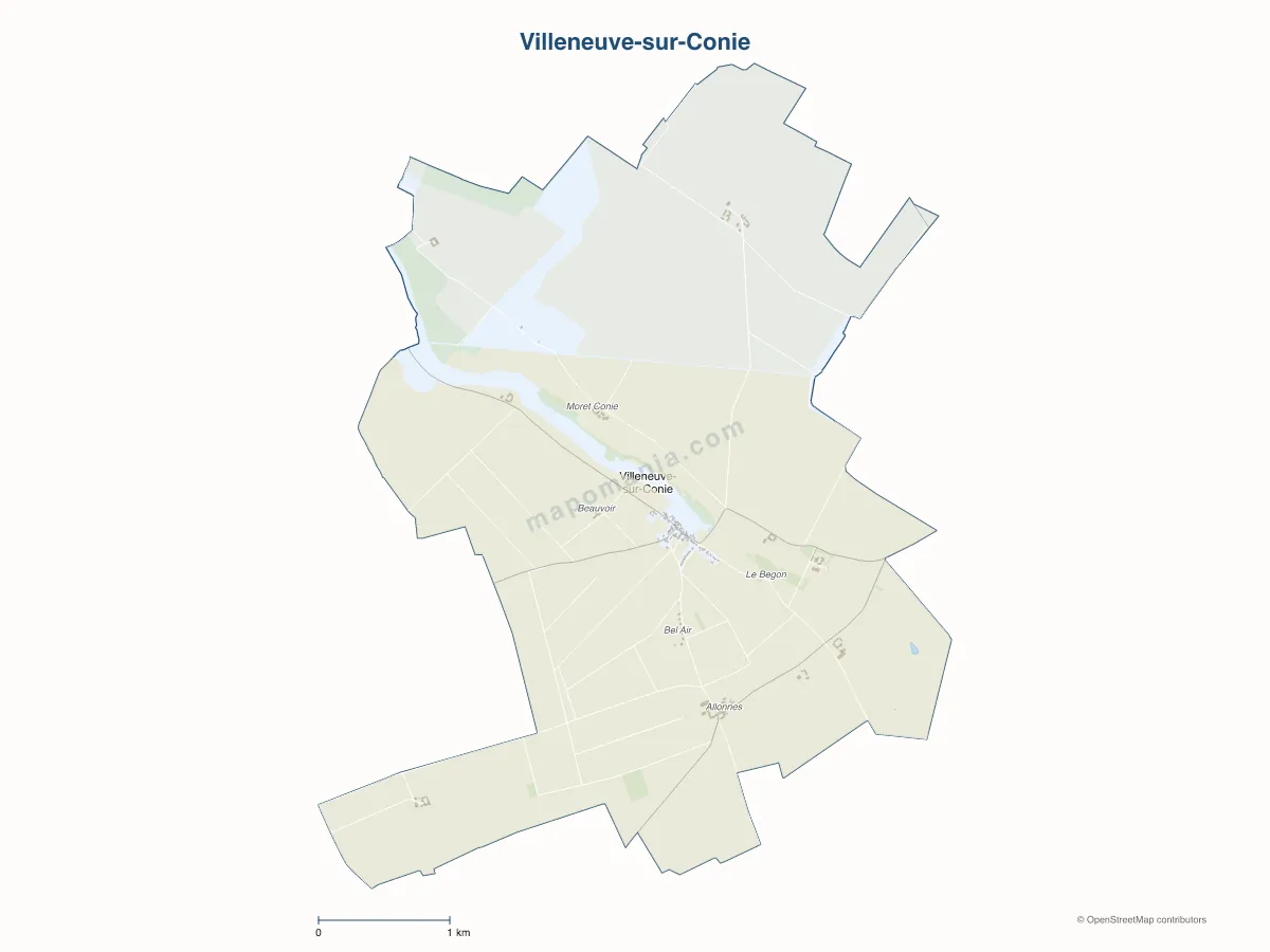 Carte de Villeneuve-sur-Conie à personnaliser