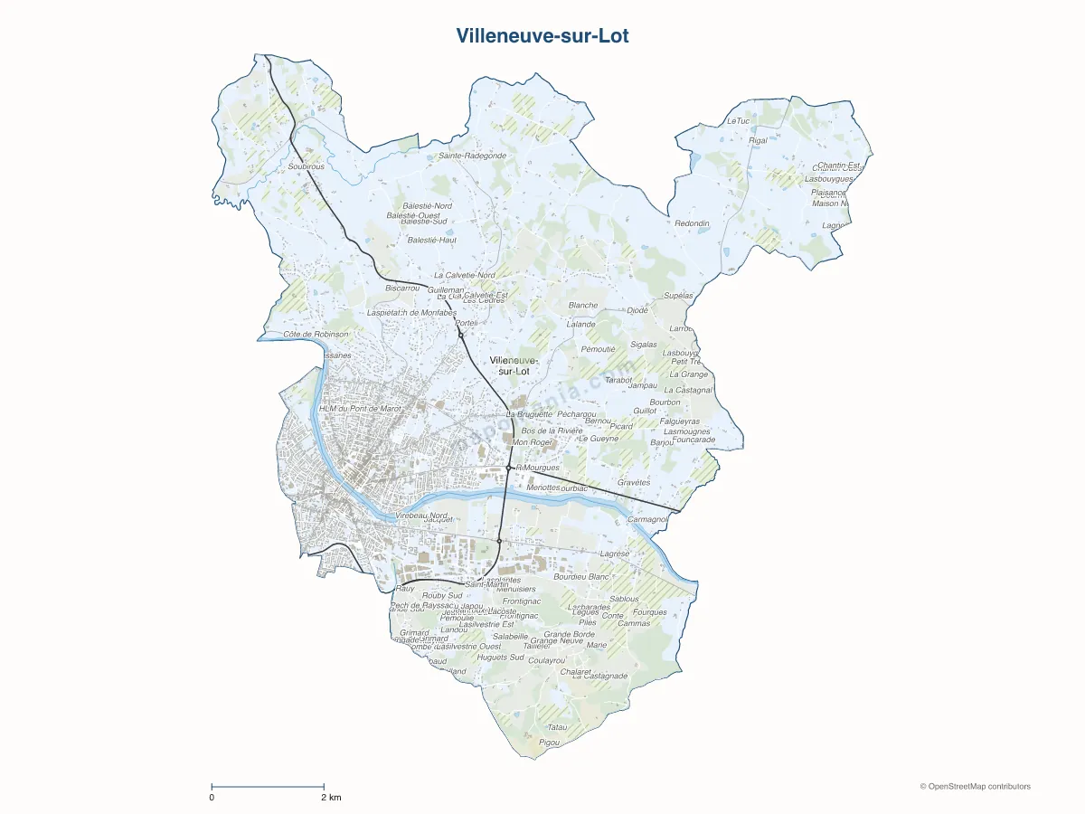 Carte de Villeneuve-sur-Lot à personnaliser