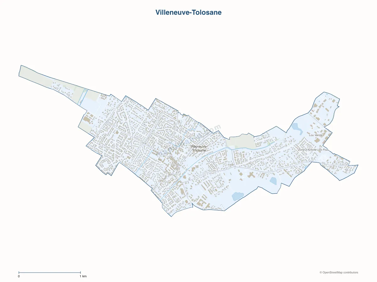 Carte de Villeneuve-Tolosane à personnaliser