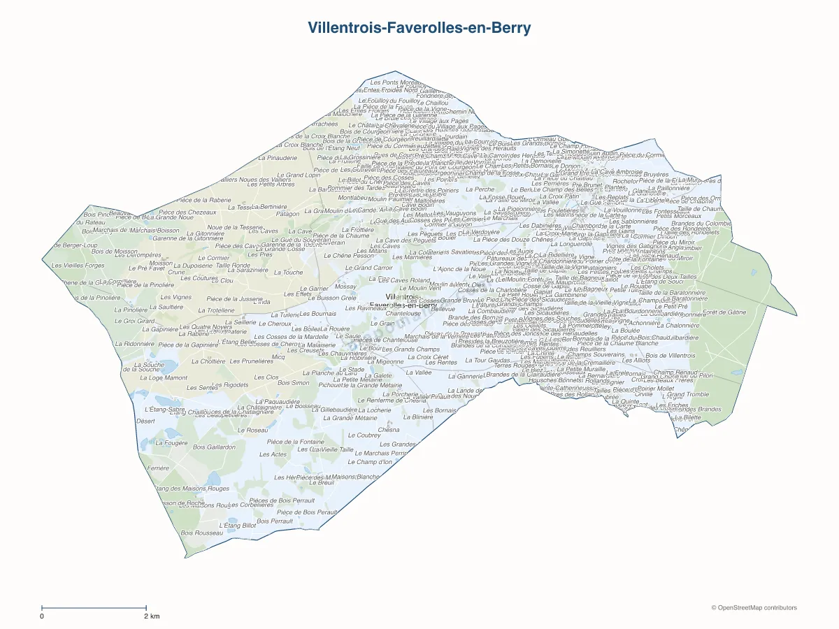 Carte de Villentrois-Faverolles-en-Berry à personnaliser