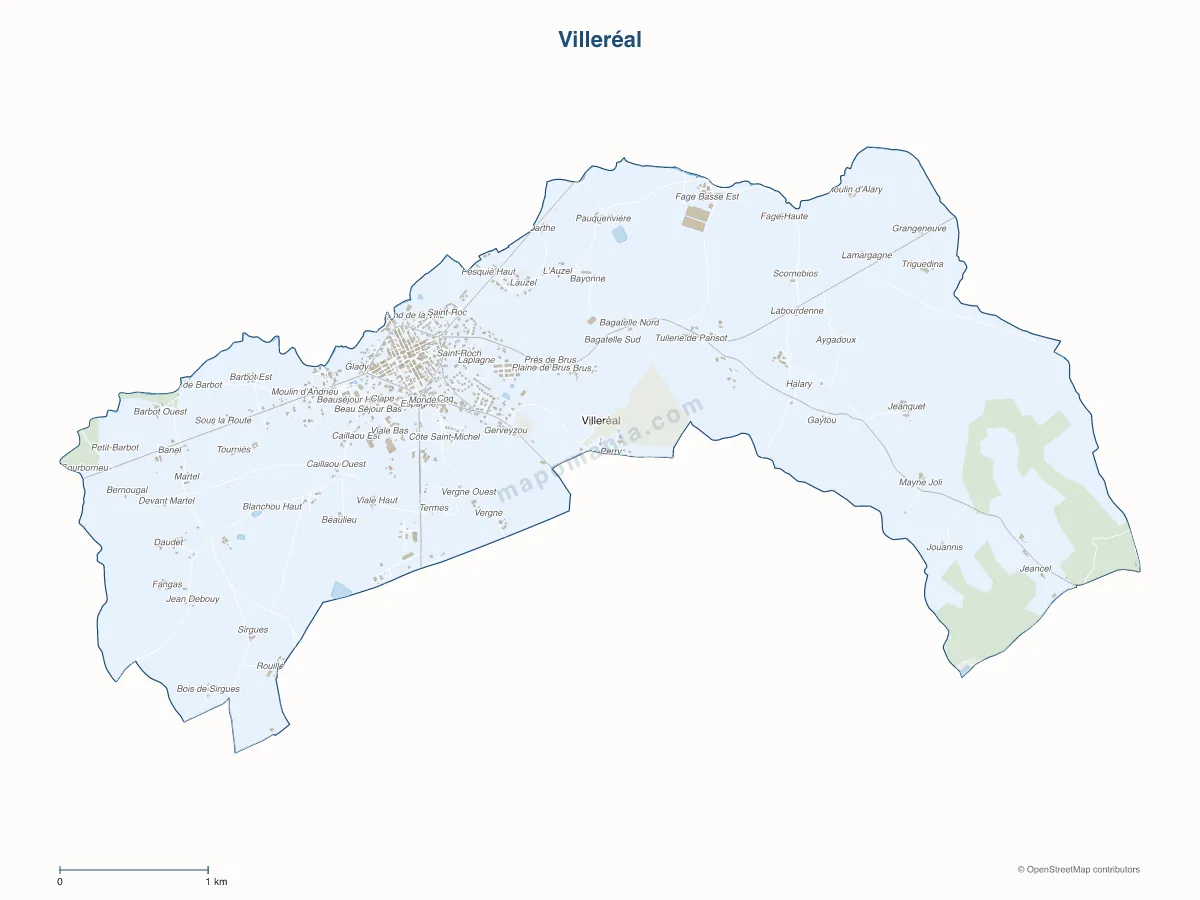 Carte de Villeréal à personnaliser