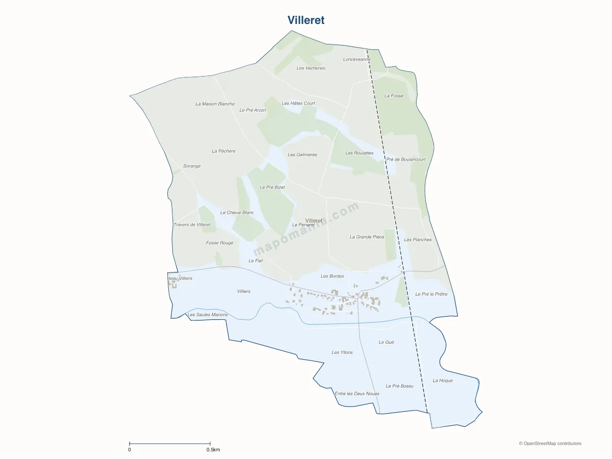 Carte de Villeret à personnaliser