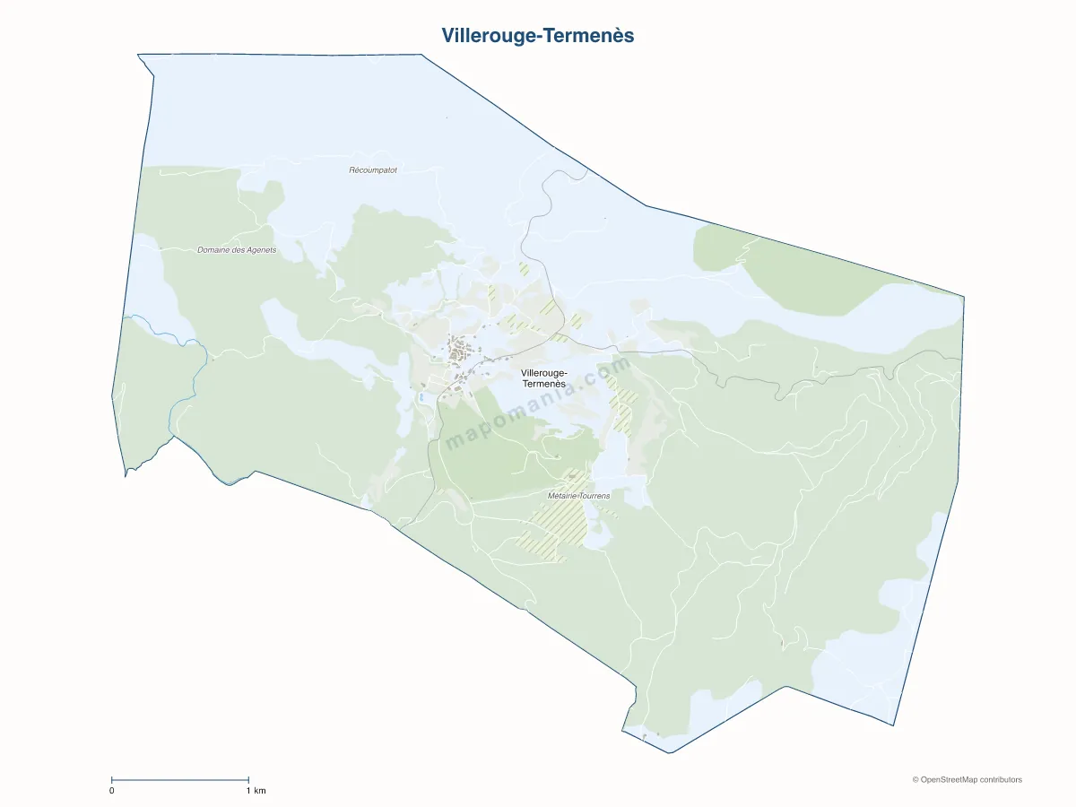 Carte de Villerouge-Termenès à personnaliser