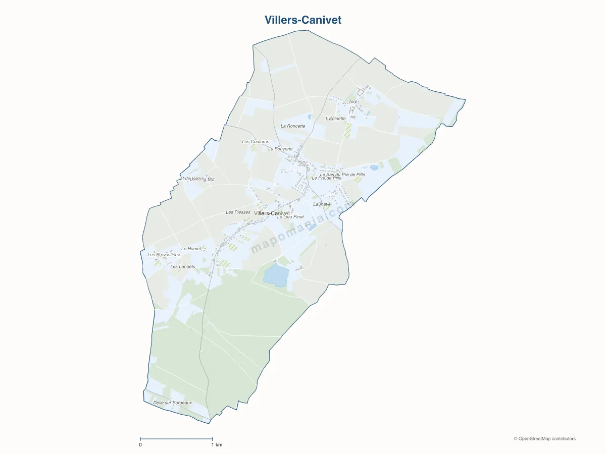 Carte de Villers-Canivet à personnaliser