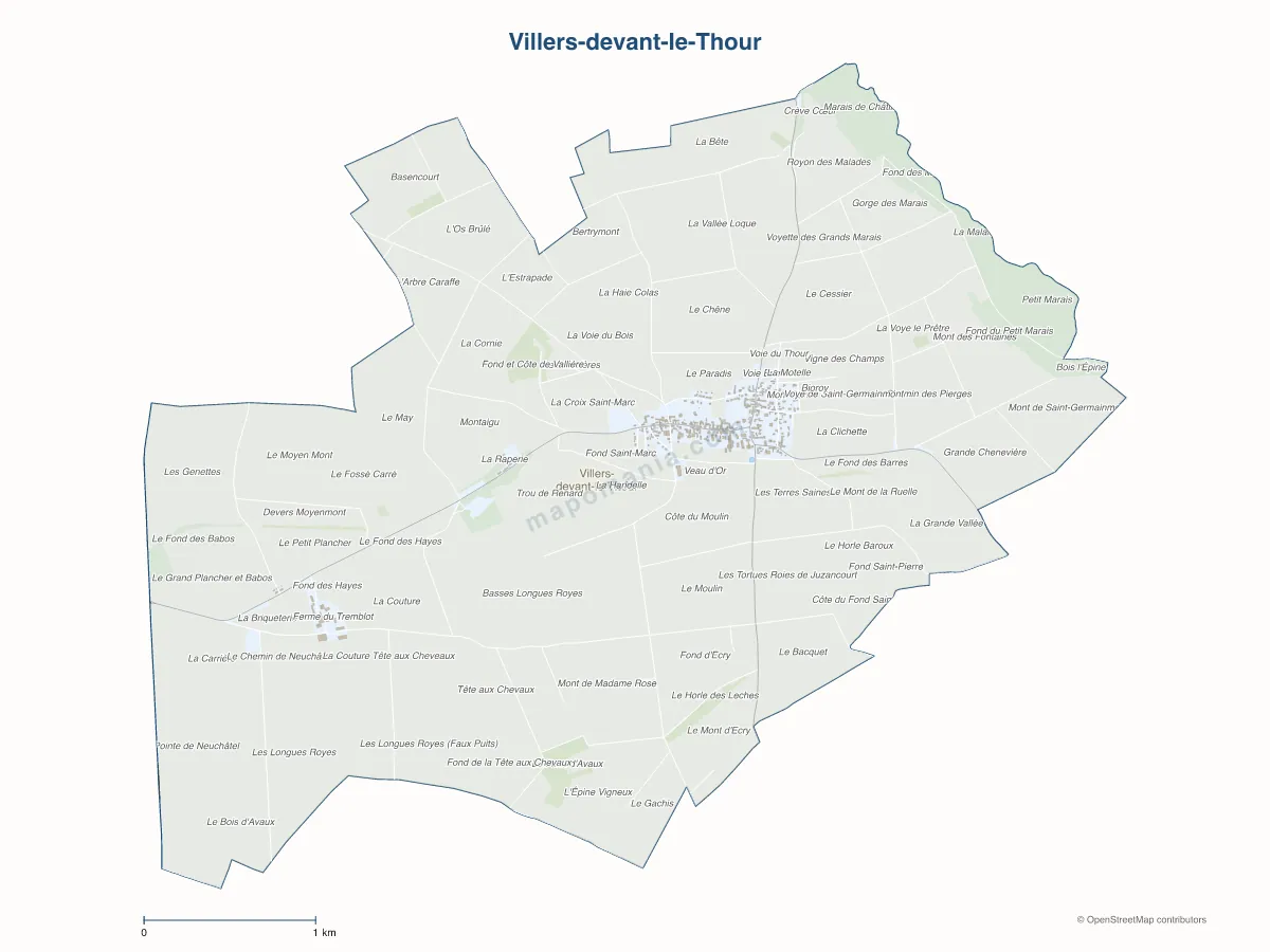 Carte de Villers-devant-le-Thour à personnaliser