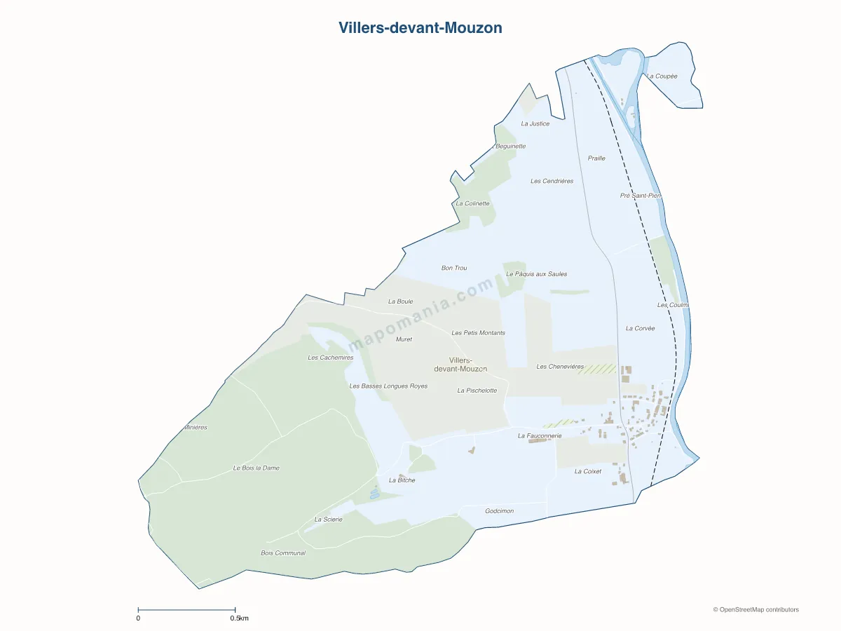 Carte de Villers-devant-Mouzon à personnaliser