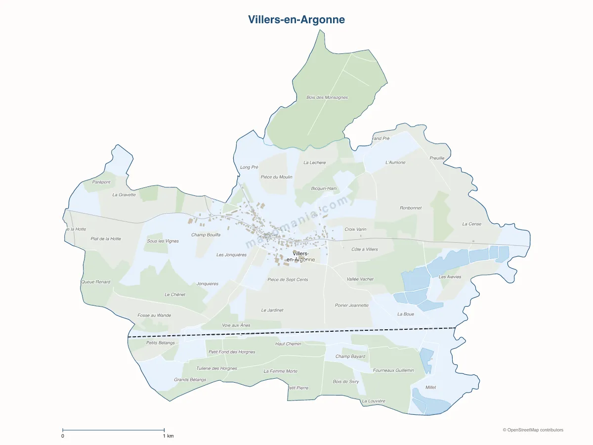 Carte de Villers-en-Argonne à personnaliser