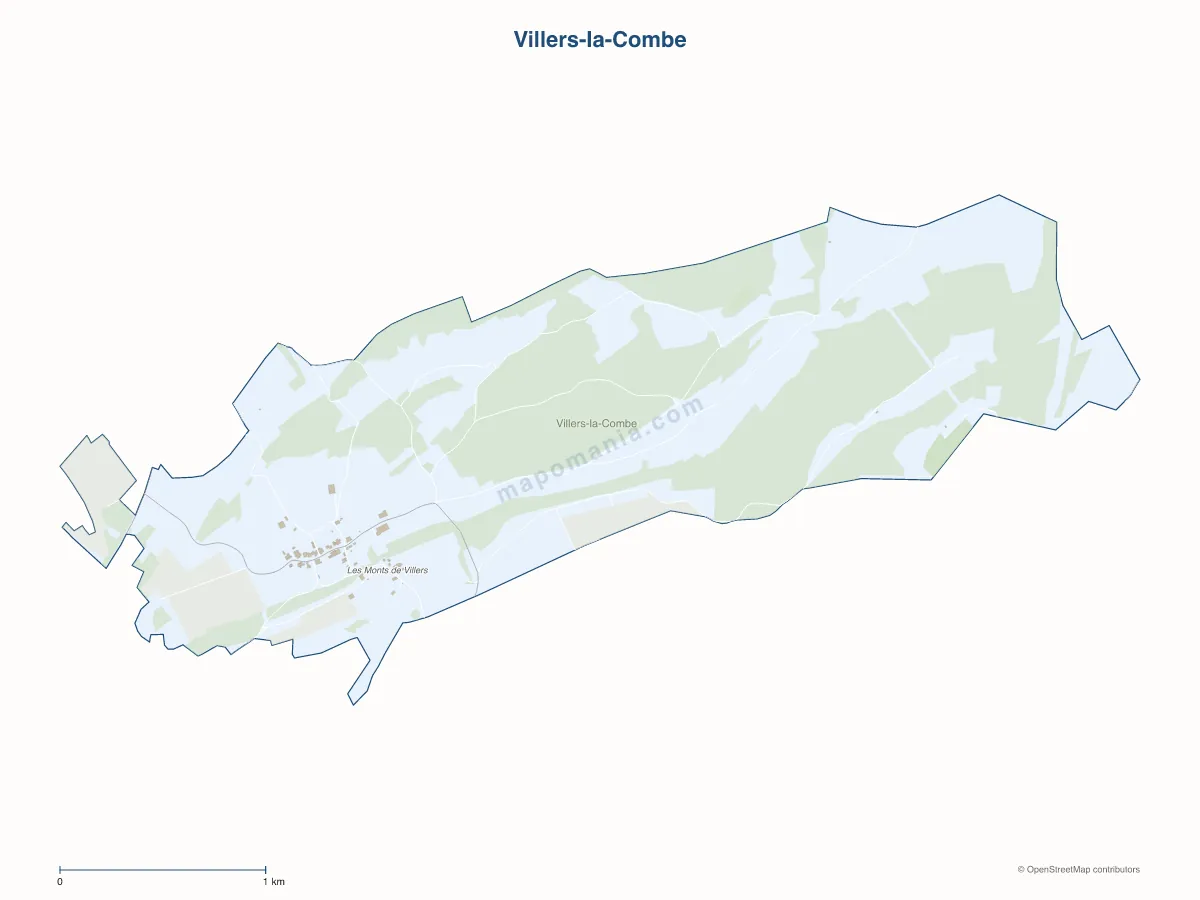 Carte de Villers-la-Combe à personnaliser