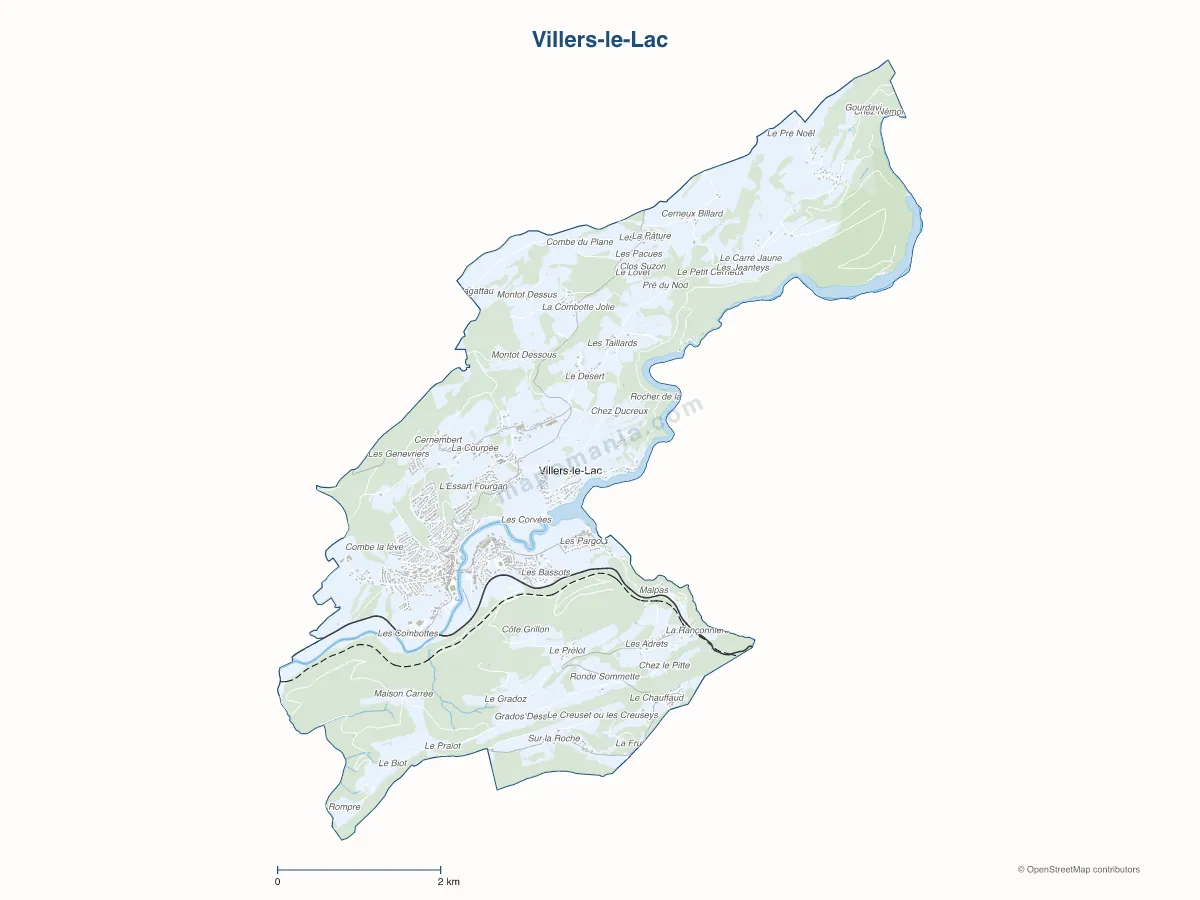 Carte de Villers-le-Lac à personnaliser