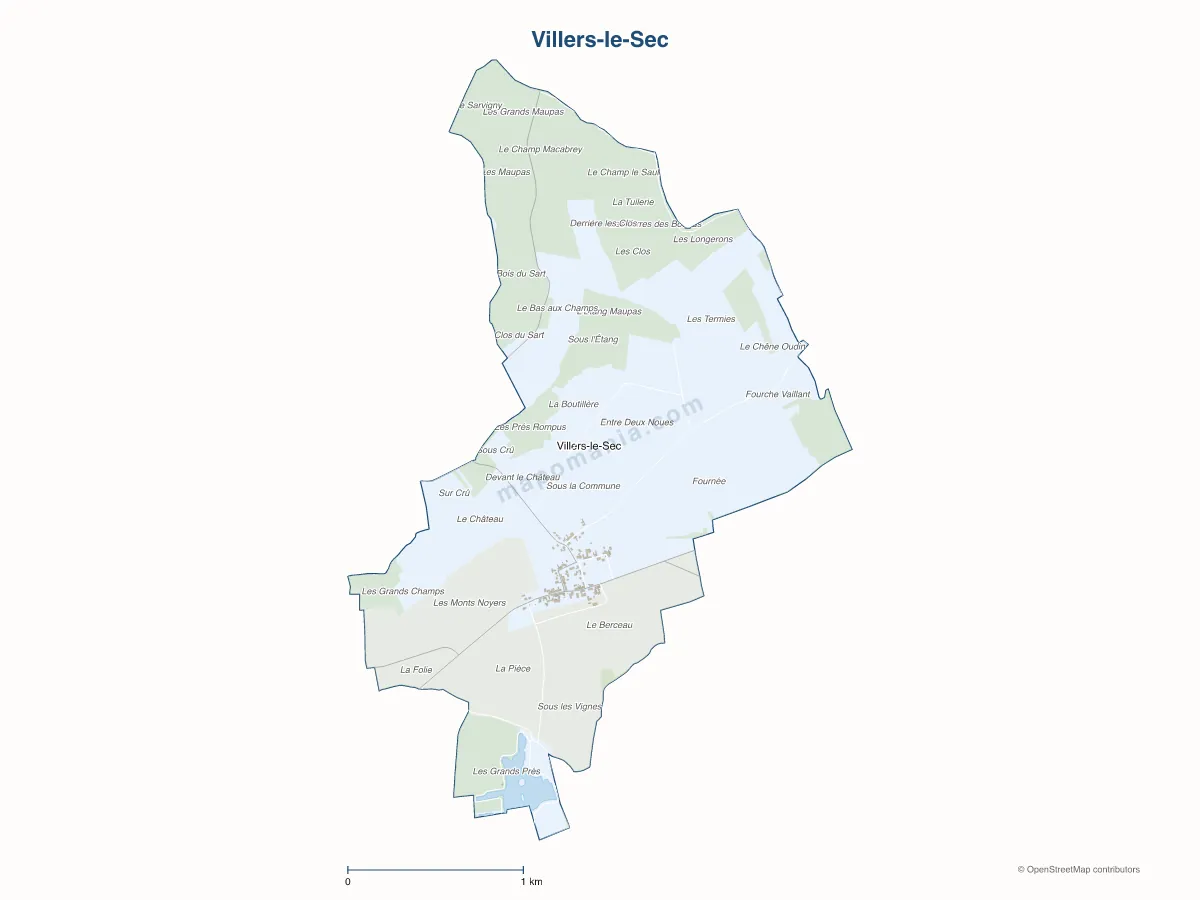 Carte de Villers-le-Sec à personnaliser