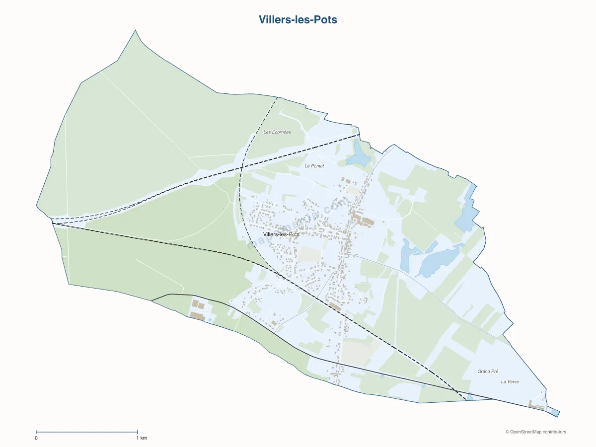 Carte de Villers-les-Pots à personnaliser