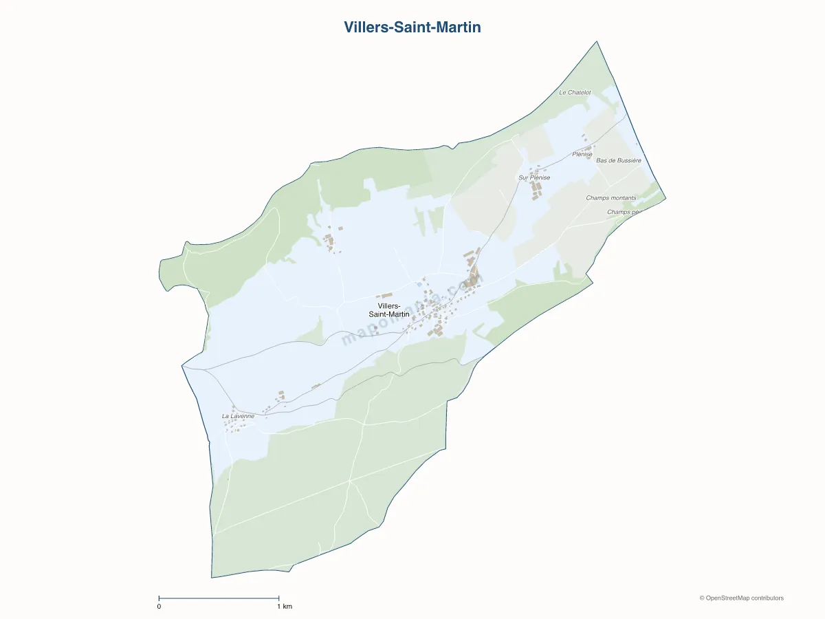 Carte de Villers-Saint-Martin à personnaliser