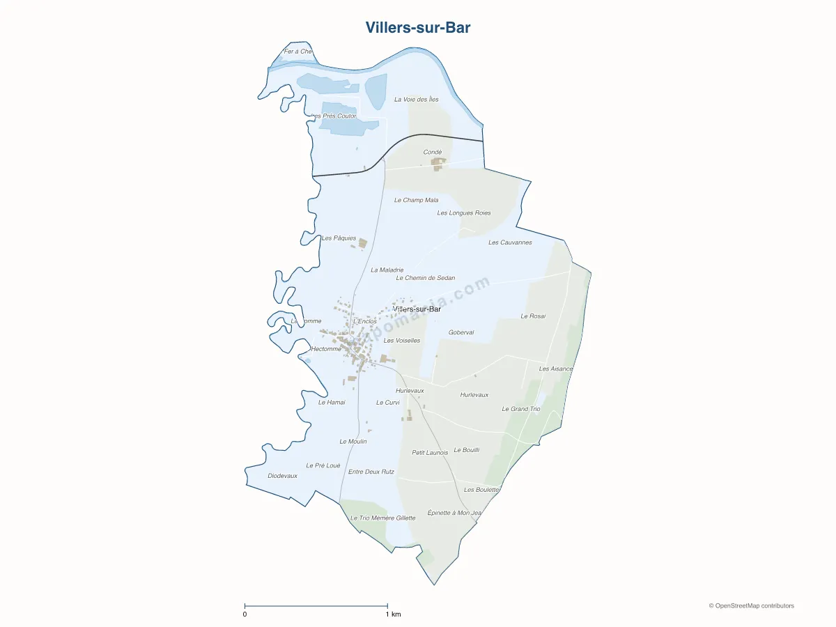 Carte de Villers-sur-Bar à personnaliser