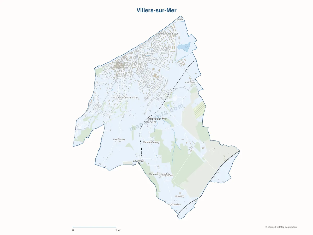 Carte de Villers-sur-Mer à personnaliser