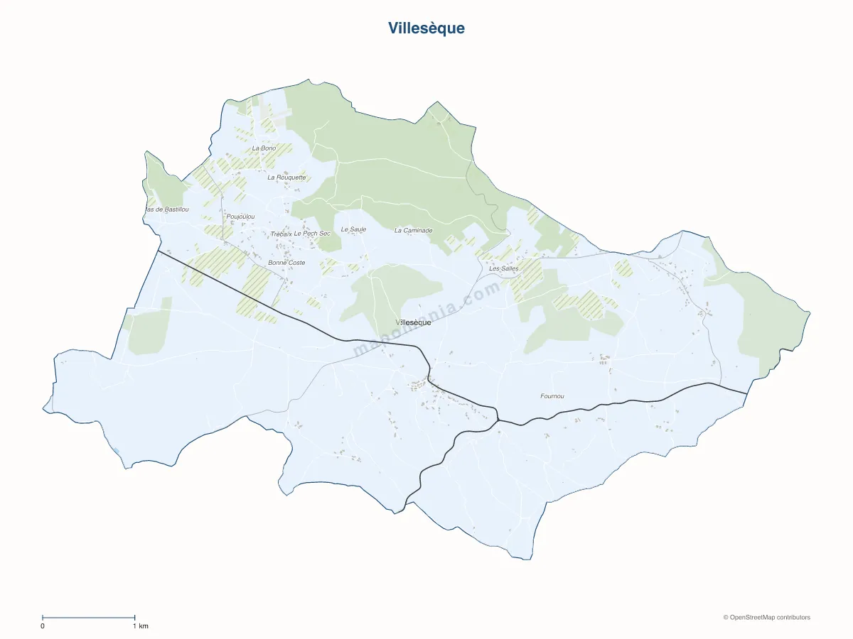 Carte de Villesèque à personnaliser