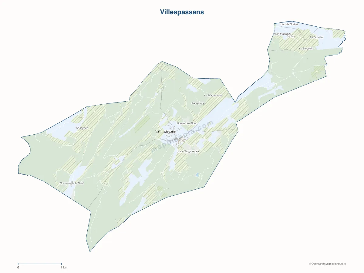 Carte de Villespassans à personnaliser