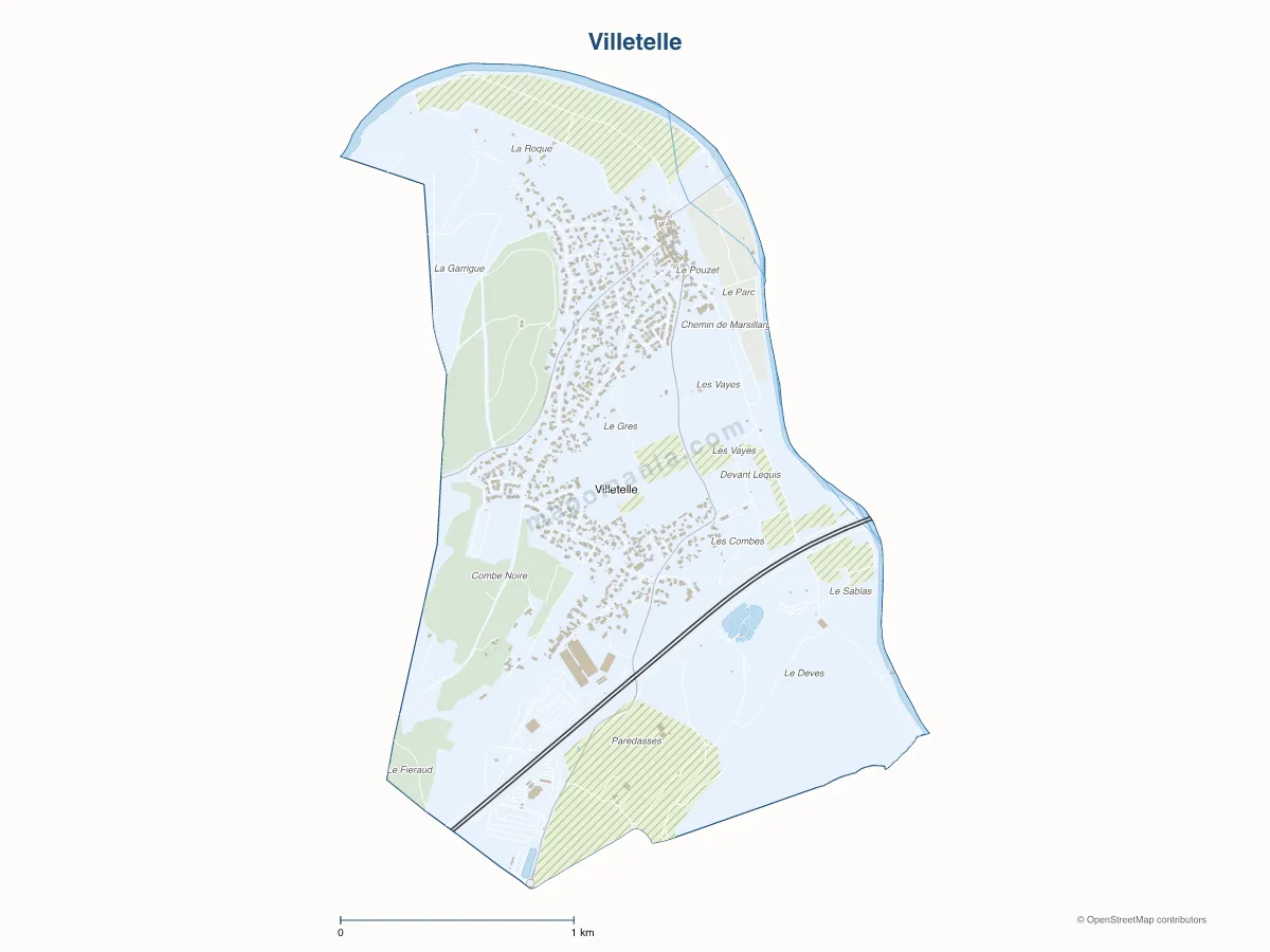 Carte de Villetelle à personnaliser