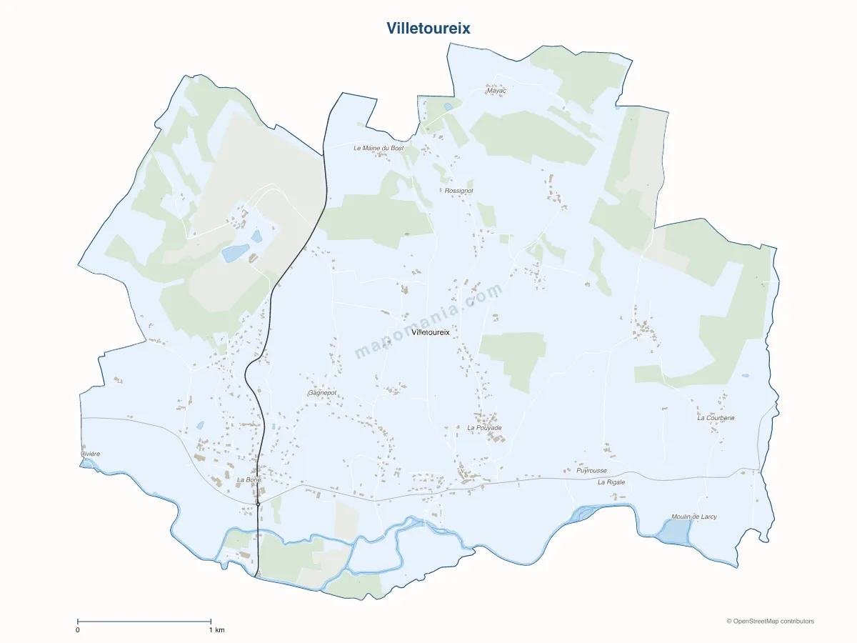Carte de Villetoureix à personnaliser