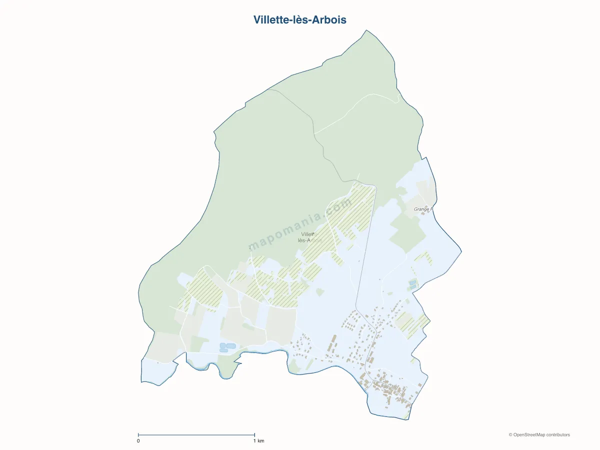 Carte de Villette-lès-Arbois à personnaliser