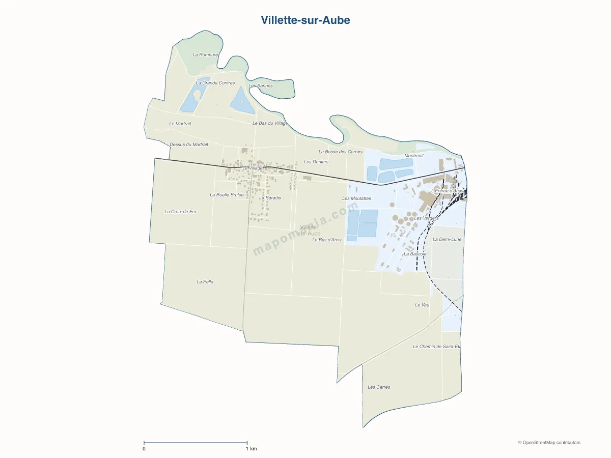 Carte de Villette-sur-Aube à personnaliser