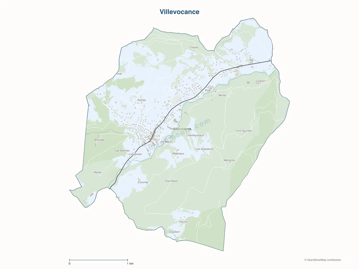 Carte de Villevocance à personnaliser